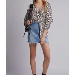 A.L.C. Noreen Dolman Snake Print Silk Blouse Size 0 Long Sleeve Relaxed